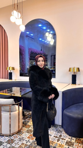 YAQA Orjinal Kürk Detaylı Kaban Siyah