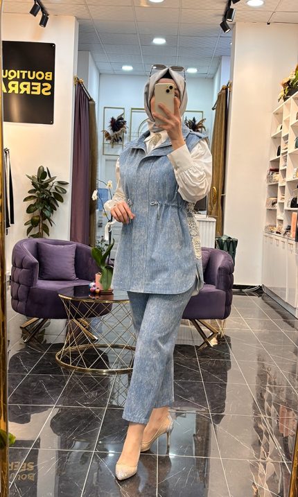 MY312 Düğme Detaylı Taşlı Jean