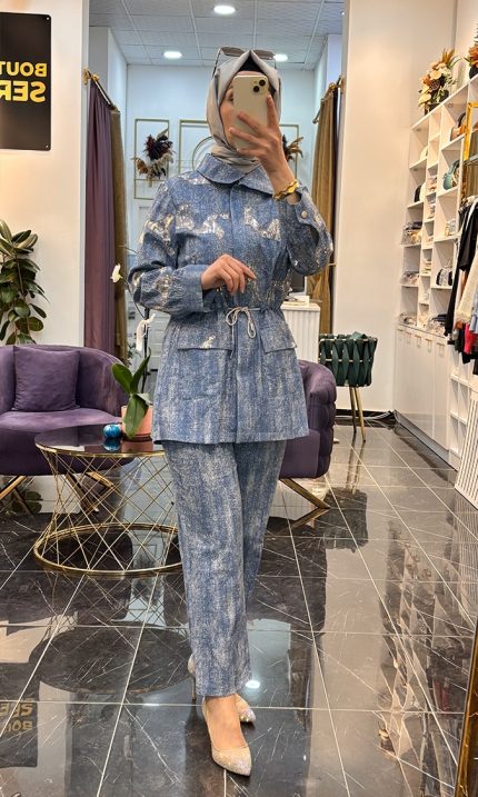 MY312 Pullu Denim Takım İndigo