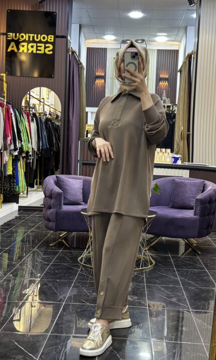 Ghisa Paça Düğmeli Takım Camel